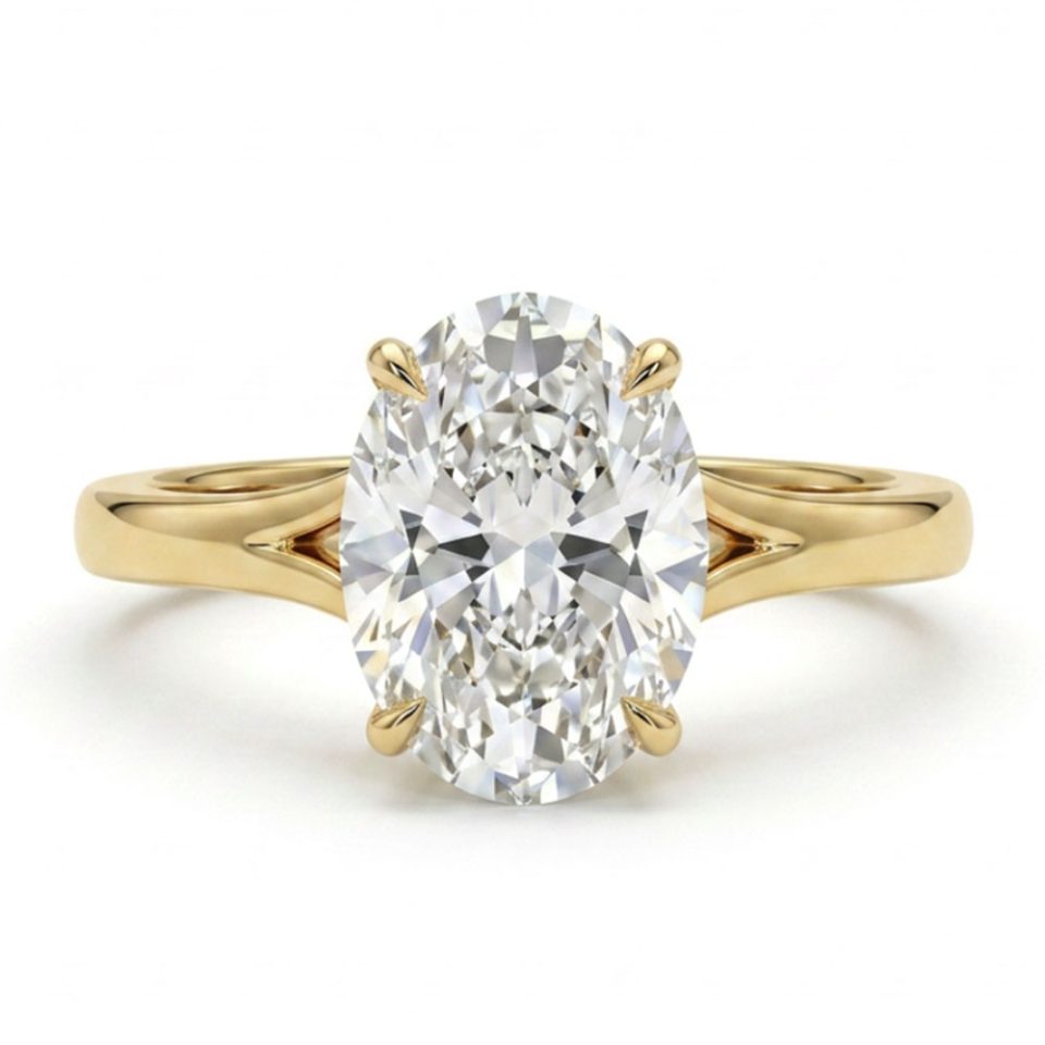 Oval Solitaire Engagement Ring with 2.10 Carat TW of Lab Created Diamonds in 14kt Yellow Gold