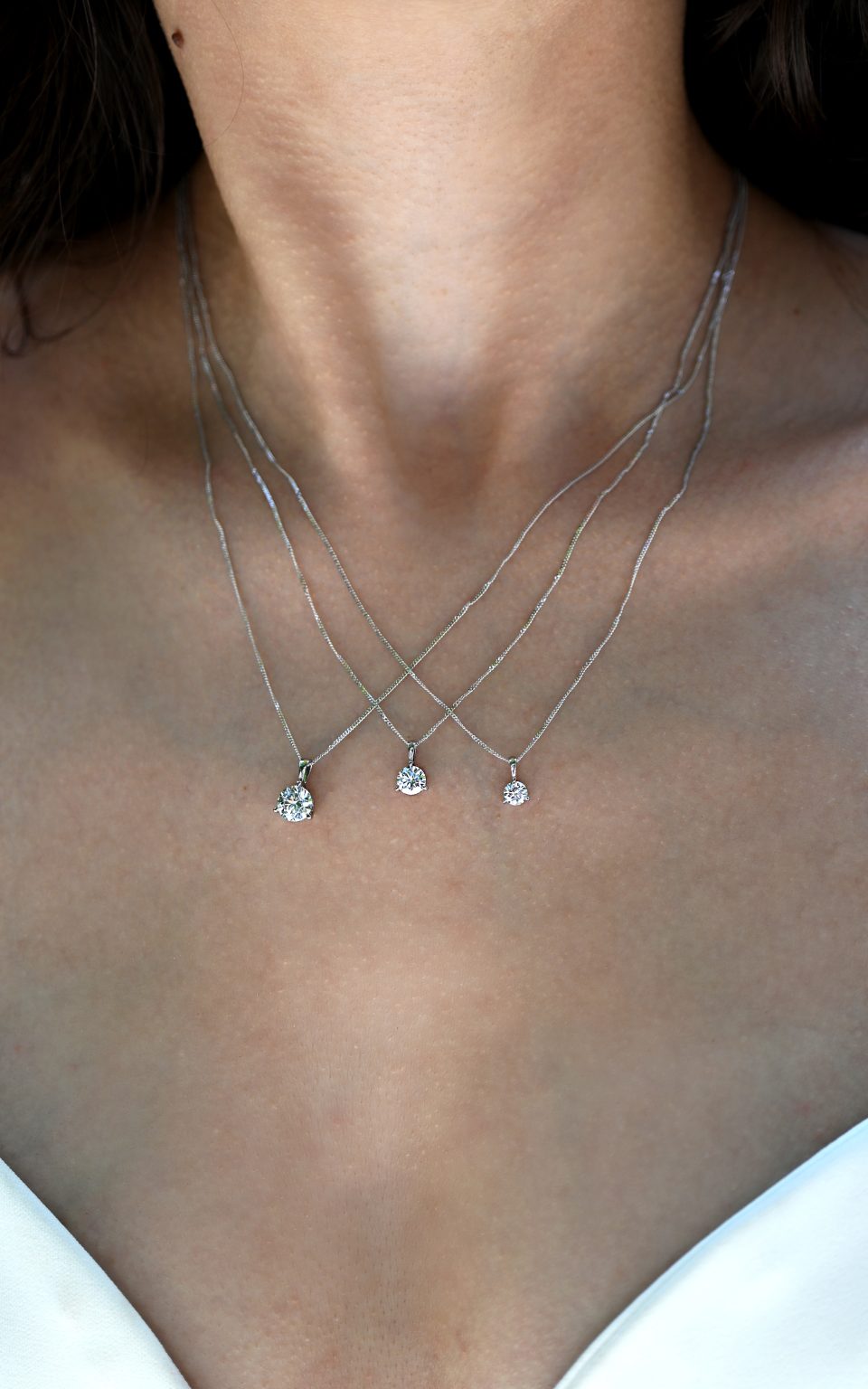 Round Pendant with 1.00 Carat Lab Created Diamond in 10kt White Gold with Chain