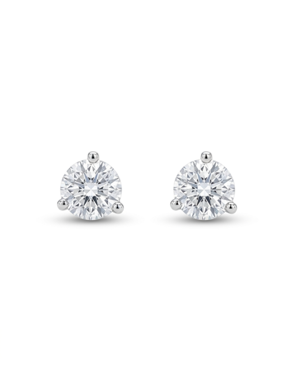 Round Martini Stud Earrings with 1.00 Carat TW of Lab Created Diamonds in 10kt White Gold