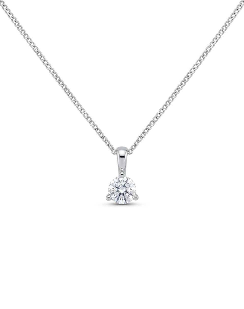 Round Pendant with .30 Carat Lab Created Diamond in 10kt White Gold with Chain