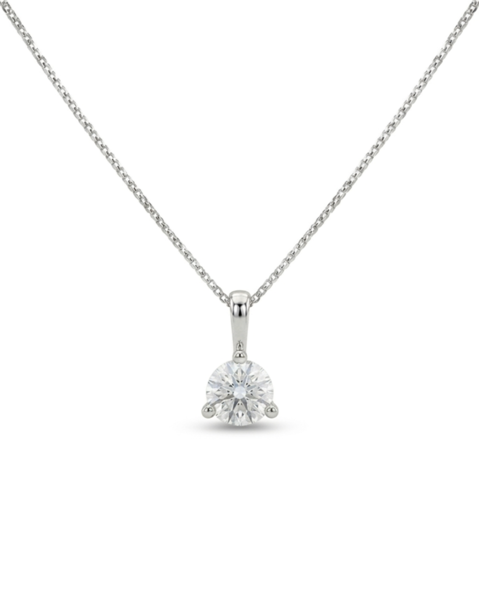 Round Pendant with .50 Carat Lab Created Diamond in 10kt White Gold with Chain
